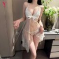 Feiniao Kuiyue Sexy Lace Sleepwear Set - Sheer Open-Front Cami & Slip Nightgown Ensemble