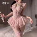 Women's Small-Bust Push-Up Lace Corset Top - Floral Print Sweet & Sexy Shapewear with Built-in Pads