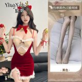 0936 Red + Black Fishnet Stockings