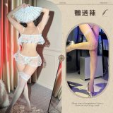White + white fishnet stockings