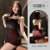 As shown in the picture + black fishnet stockings