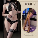 Black + Black Open Crotch Socks