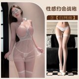 White + white fishnet stockings