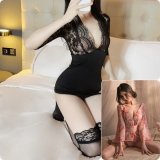 [Pure Desire 2-Piece Set] Lace Bodycon Skirt (includes model stockings) + Cherry Blossom Cat Kimono