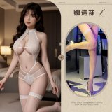 White + white fishnet stockings
