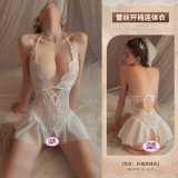 White single-piece open-crotch bodysuit