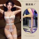 White + white fishnet stockings