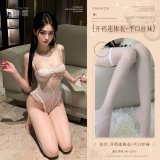 White (open-crotch bodysuit + boxer stockings)