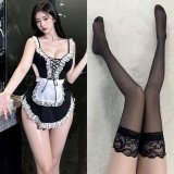 Sweet and alluring cute maid outfit [four-piece set] + black lace stockings