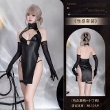 4022 Black Cheongsam [Elegant Matte Cheongsam + Underwear]