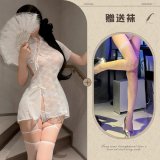 White + white fishnet stockings