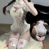 Set 4208 + Floral White Cat Paw Socks