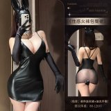 4373 Black + 8067 Same Style Glossy Gloves + Same Style 8017 Black Mask