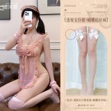 Pink (see-through maid dress set + bow-tie stockings)
