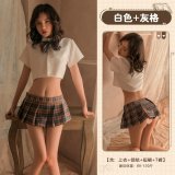 Gray plaid JK uniform + black school socks