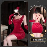 5009 New Year's Silver-Sprinkled Bodycon Skirt [Red]