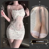 White + white fishnet stockings