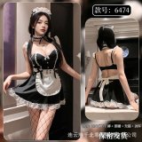 Maid outfit + feather stick + matching stockings