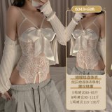 6043 White Bow-Tie Bodysuit with Open Crotch for No Need to Take Off