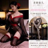Japanese Phantom ◆ Black and Red + Black Bodysuit with Open Crotch