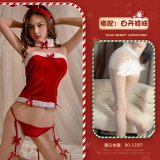 Red and white open-crotch socks