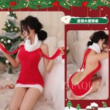 Red (backless dress) + white open-crotch stockings