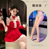 03 Red (including hair accessory) + white open-crotch socks
