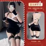 Black + W19 black-trimmed skin stockings