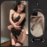 8065 Black + Black Open Crotch Stockings