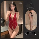 8065 Red + Black Fishnet Stockings