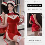 s8159 [Hat + Neckband + Skirt + Straps + Underwear] + 4 White Stockings