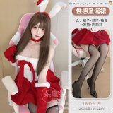 Korean velvet Christmas outfit + white stockings