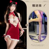 Red and white fishnet stockings