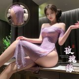 Purple and black fishnet stockings