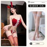 8534 Red + White Fishnet Stockings