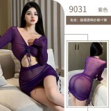 9031 - Purple Mesh Bodycon Skirt