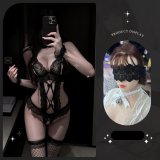 9087 Black + Black Eye Mask + Matching Fishnet Stockings