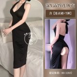 9199 - Black + Underwear + Rose Necklace