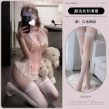 9687 Pink + White Fishnet Stockings