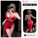 9784 Red + Black Fishnet Stockings