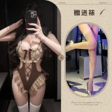 Bear + white fishnet stockings