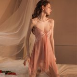 0859 [Steel Bra] Apricot Button-Down Nightgown + T-Shirt