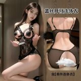 Black + black lace stockings + breast petals