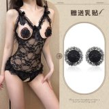 Black bodysuit + blood-dripping nipple covers