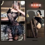 Black fairy dress + black lace stockings