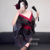 Black kimono + black strapless stockings