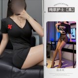 Black nurse + black open-crotch stockings