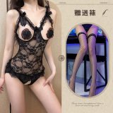 Black bodysuit + black fishnet stockings