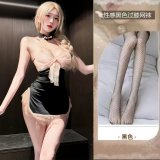0958 Black and pink + black fishnet stockings