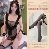 Black (see-through maid outfit + boxer stockings)